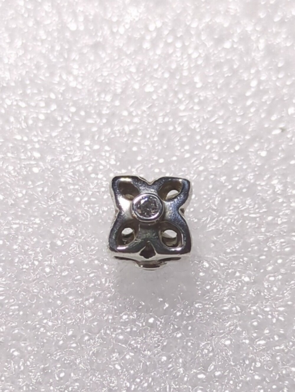 Pandora Sterling Silver Floral Triangular Charm with CZ Stone